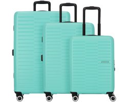 American Tourister Sunset Hills 4 wielen Kofferset 3-delig - Harde bagage - TSA slot - mint green