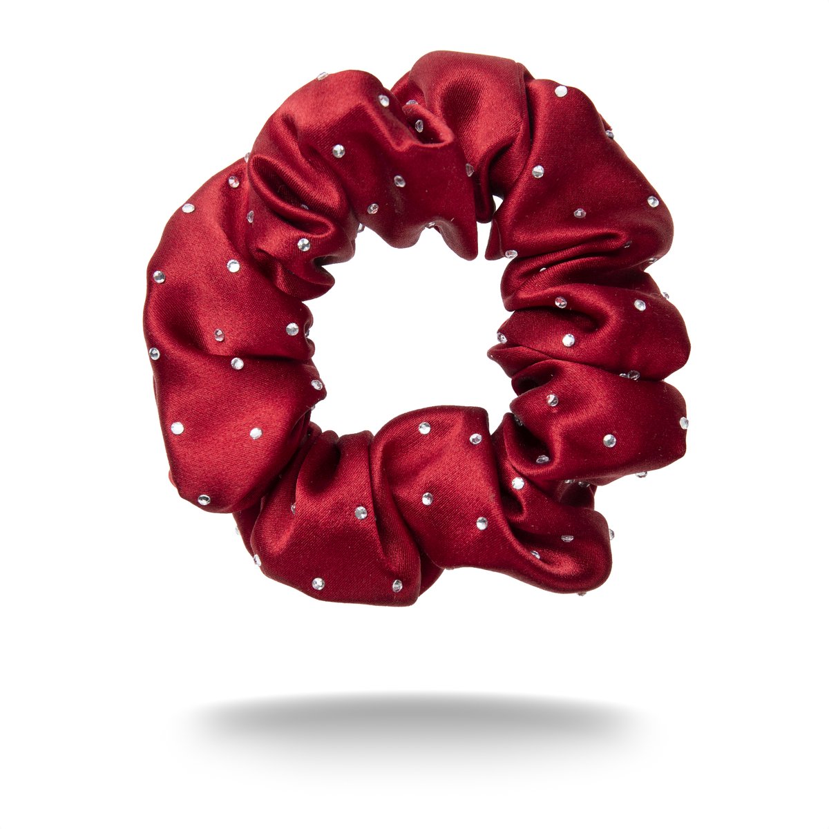 Scrunchie van 100% moerbeizijde - mulberry silk - haar elastiek zonder haarbreuk - haarverzorging - luxe scrunchie dames - Walure Aesthetics - medium size - lippenstift rood met glittersteen