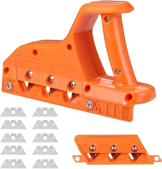 Rabot à chants avec jeu de lames à 45° et 60° pour plaques de plâtre, panneaux de liège - 10 lames