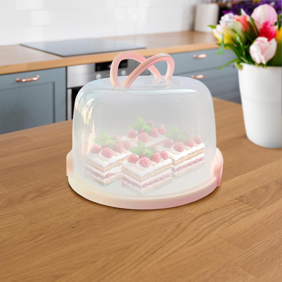 Cakebewaardoos voor Gugelhupf met Deksel en Handvat, Taart Transport Box