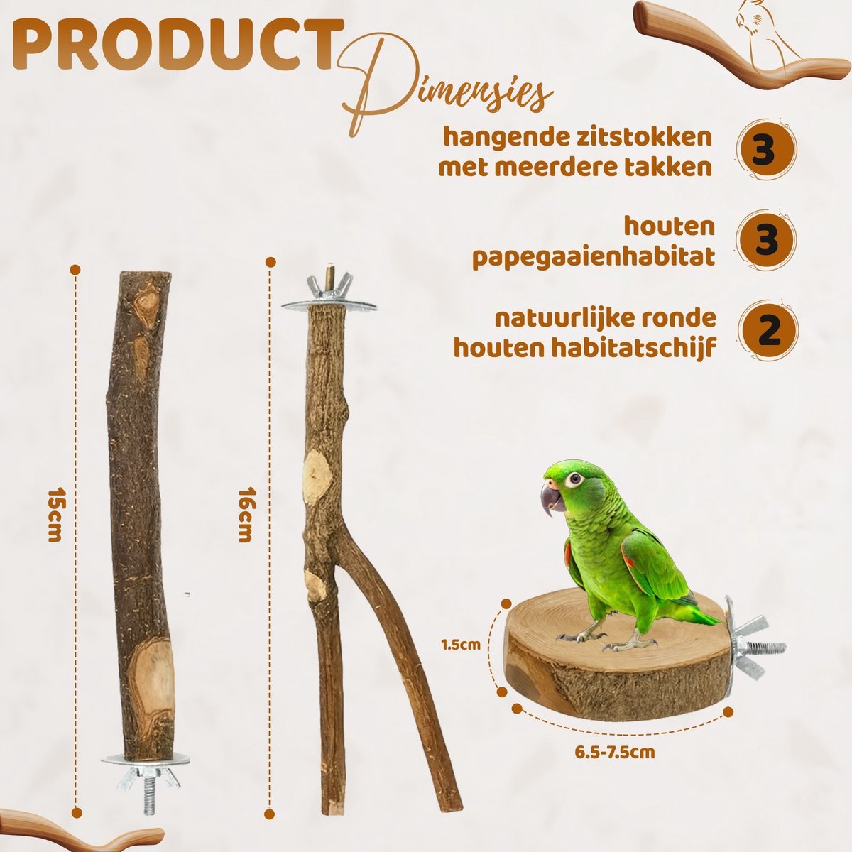 vogel zitstokken en vogelkooi inrichting - - Thijs Noldus Art of Nature