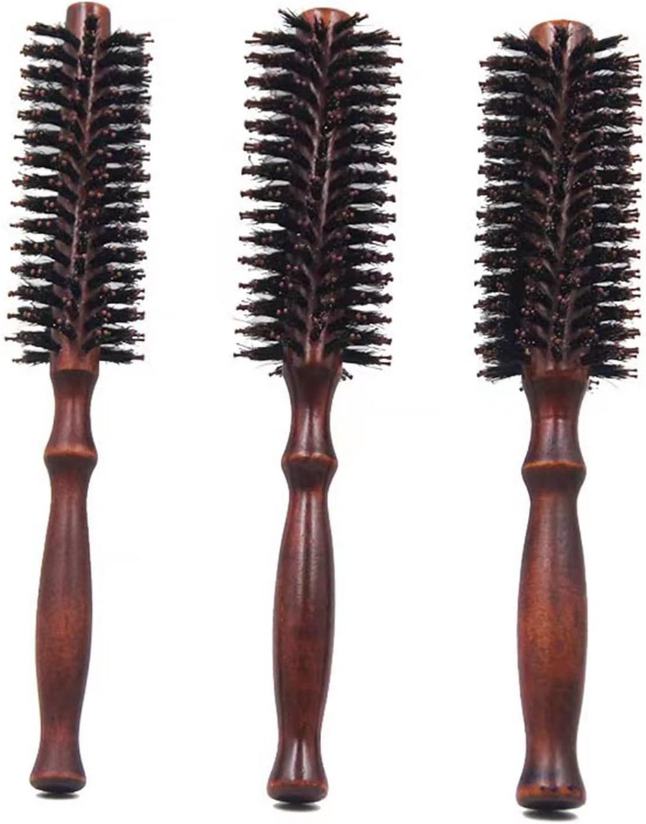 Set van 3 Ronde Haren Borstels met Natuurlijk Everzwijnenhaar voor alle Haarlengtes