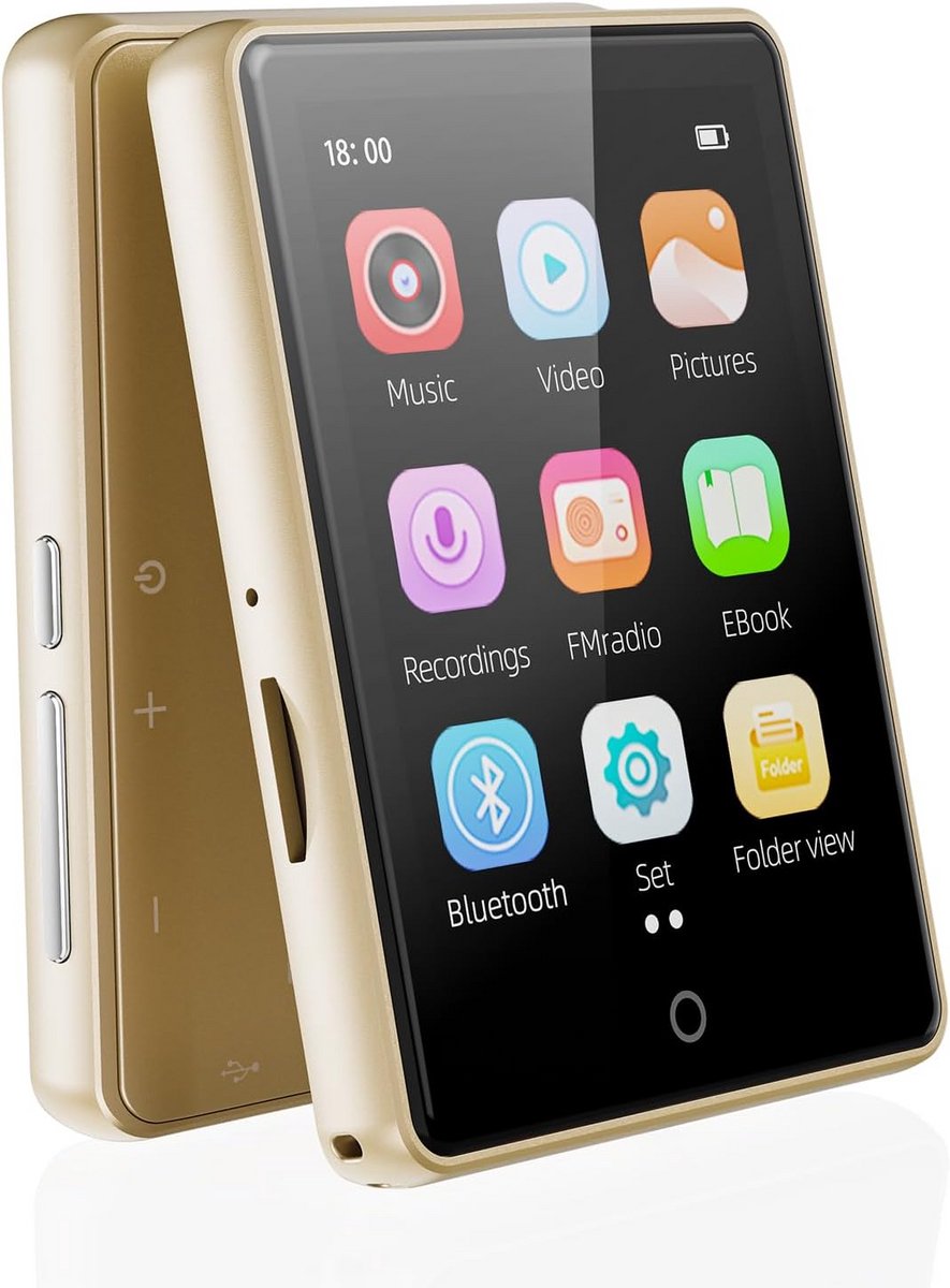 Draagbare MP3 Speler met Bluetooth, Speaker en Groot Kleurenscherm - 64GB Uitbreidbaar