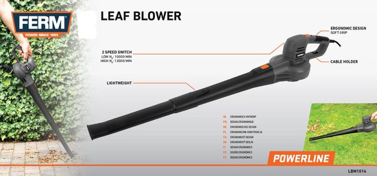FERM - Bladblazer - 400Watt - 2 snelheden - Softgrip - Lichtgewicht - Elektrisch - Handzaam formaat - Blower — afbeelding 2