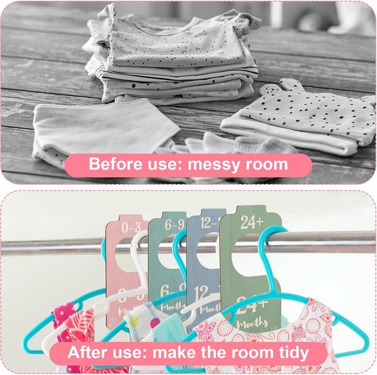 LOKBY 12 stuks babygrootteverdelers babykleding scheider houten garderobe scheidingswanden baby maten 50 tot 116 houten scheidingswanden voor babykast-scheidingen premium houten kledingkast verdeler