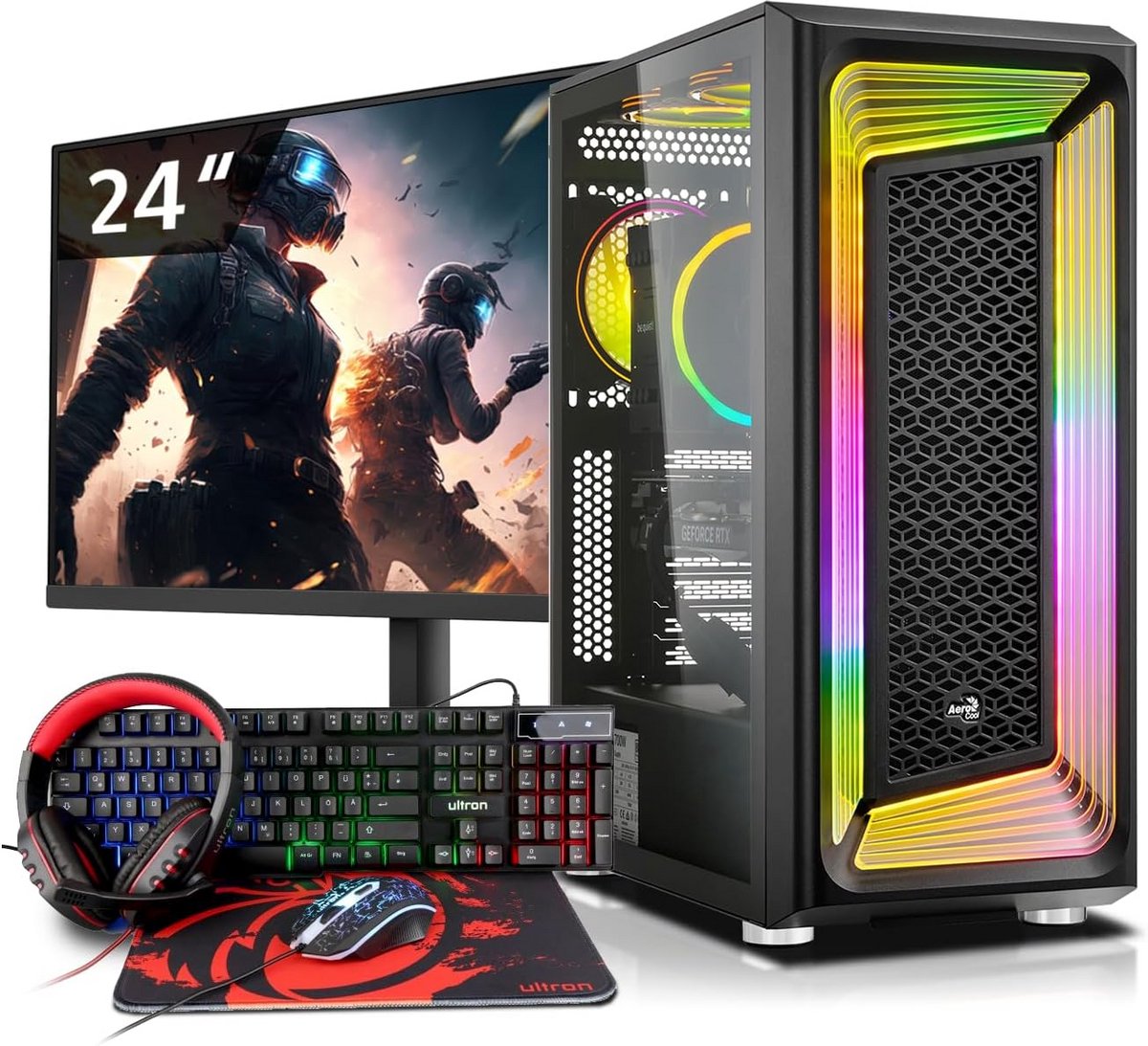 Complete Gaming PC Set met Ryzen 5 5600G, 16GB RGB Geheugen en 1000GB ...