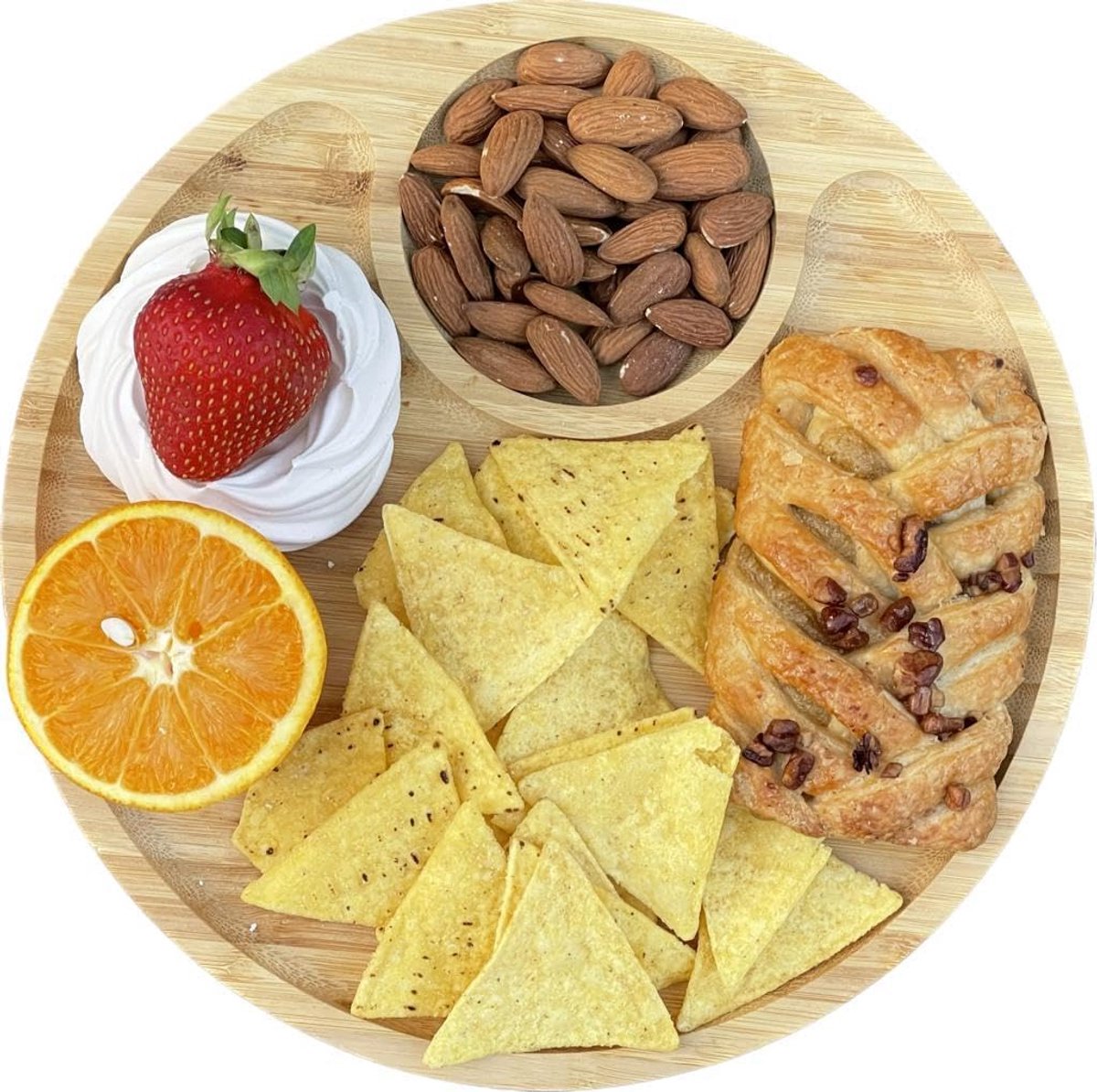 Ronde Houten Serveerschaal van Bamboe voor Snacks en Hapjes
