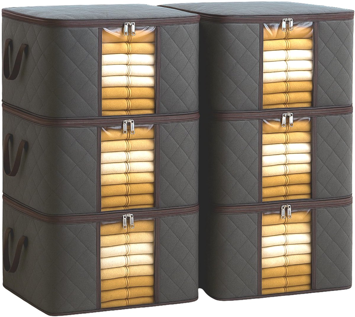 Unyqoos® Ruime opbergset van 6 stuks voor kleding en dekens met venster