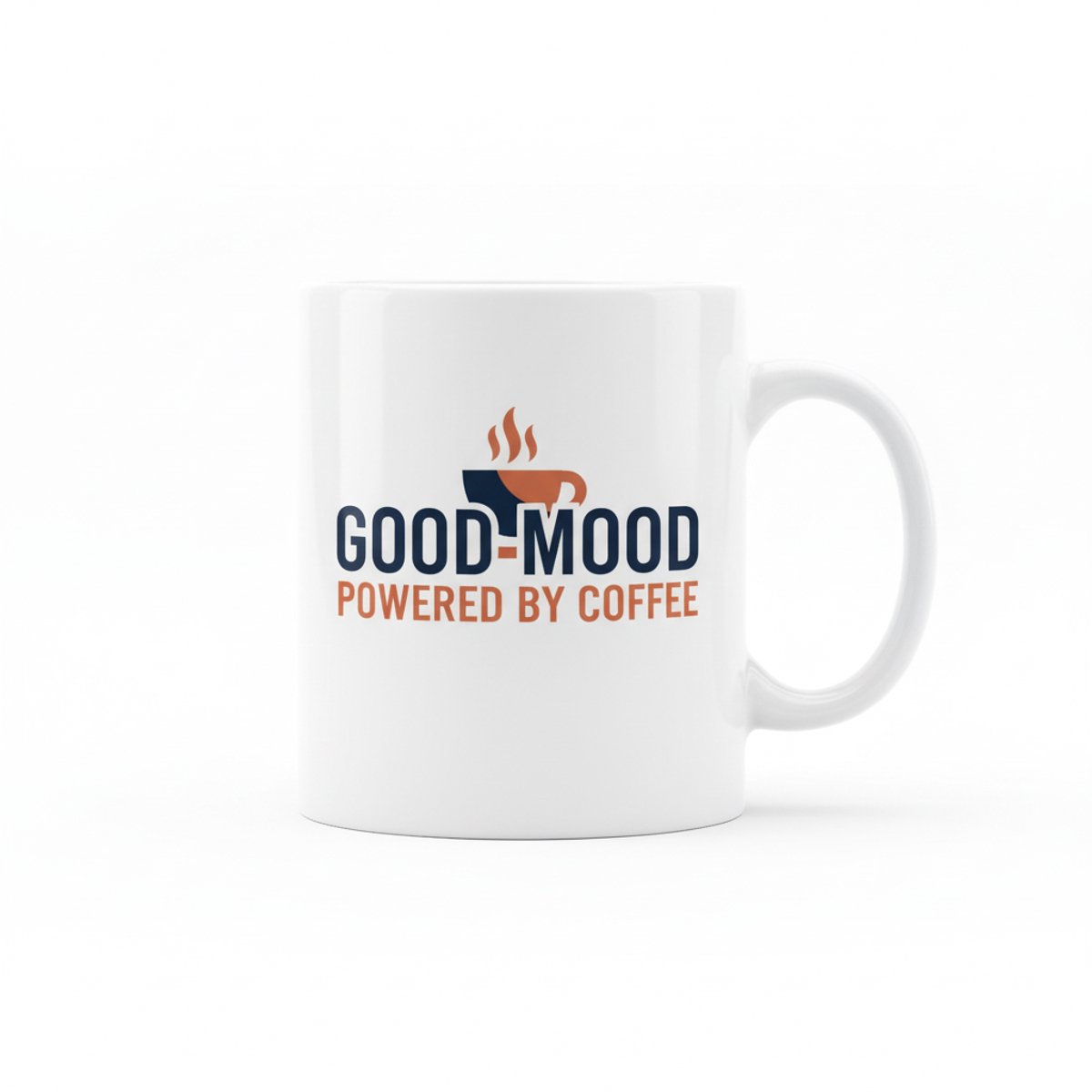 Grappige Koffie Tekst Mok 330 ml – “Good Mood Powered by Coffee” Koffie- & Theemok Cadeau