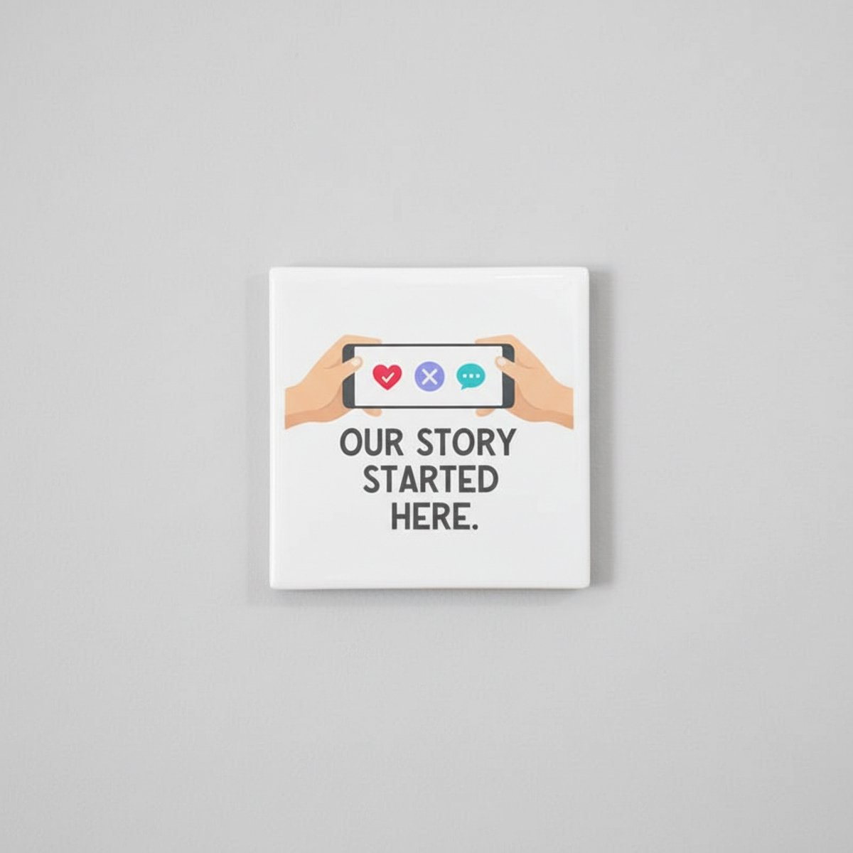 Nevolis Romantische 15x15 cm Decoratieve Tegel – “Our Story Started Here” Telefoon Match Design, Perfect Cadeau voor Koppels Multi Color