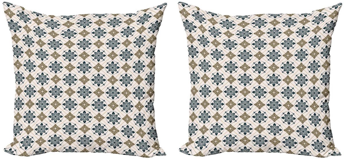 ABAKUHAUS Paisley decoratiekussenhoes 2-delige set – 40 × 40 cm – dubbelzijdig Bruin Blau