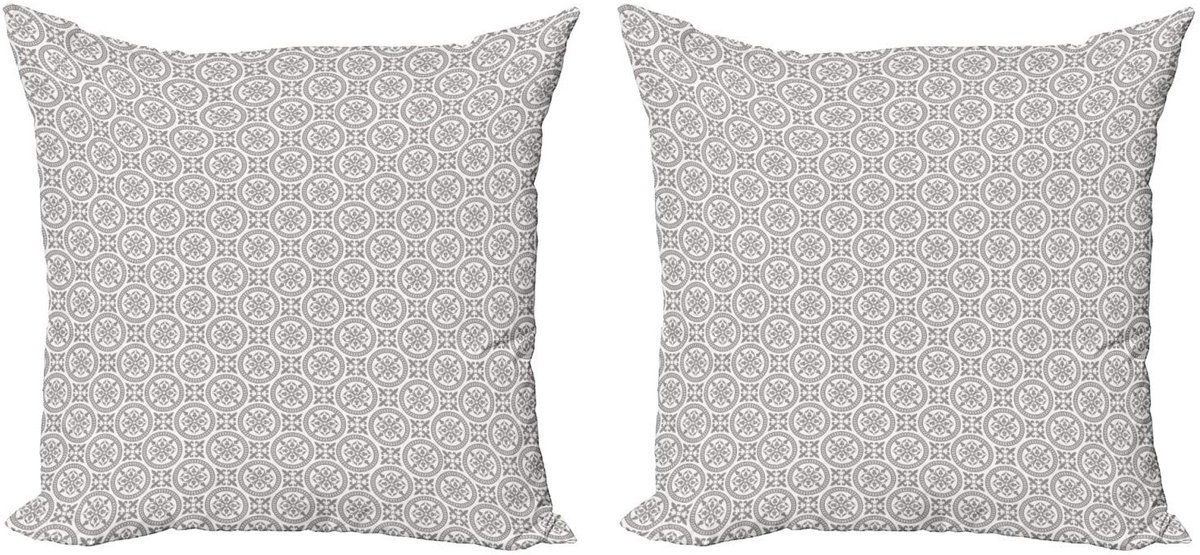 ABAKUHAUS Kussenhoes – Antiek Mozaïek 45x45 cm, Dubbelzijdig Grijs-Wit Grijs en wit