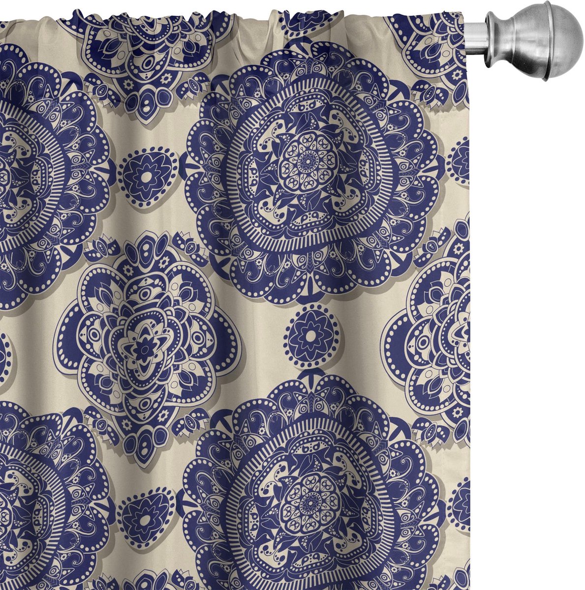 ABAKUHAUS Mandala Voorhangen – 2x75x245 cm – Mikrofaser – Halfduisterend Beige