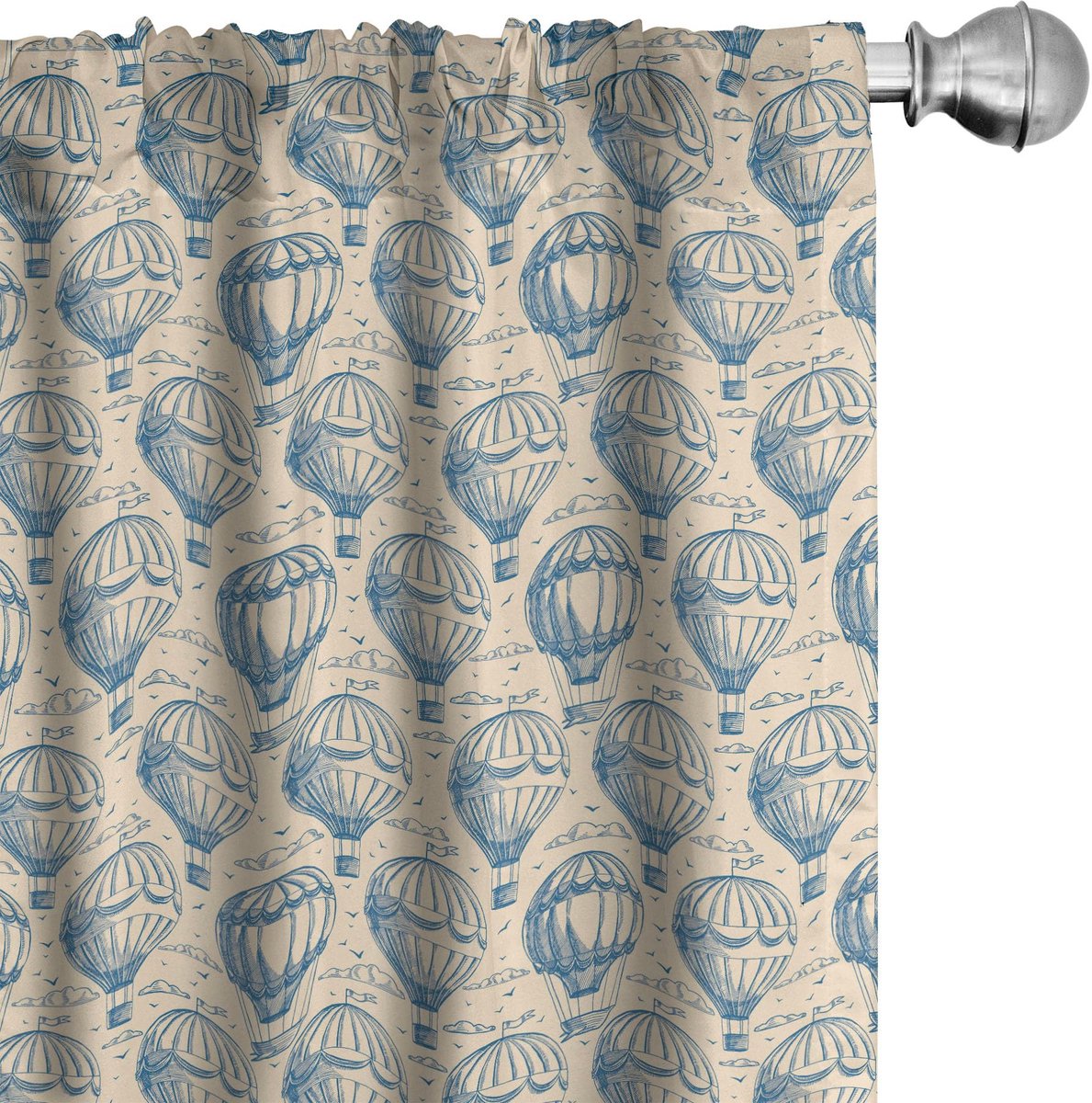 ABAKUHAUS Voorhangen – Geometrisch patroon 60812, 2x75×225 cm, Marineblauw en Beige Marine-blauw