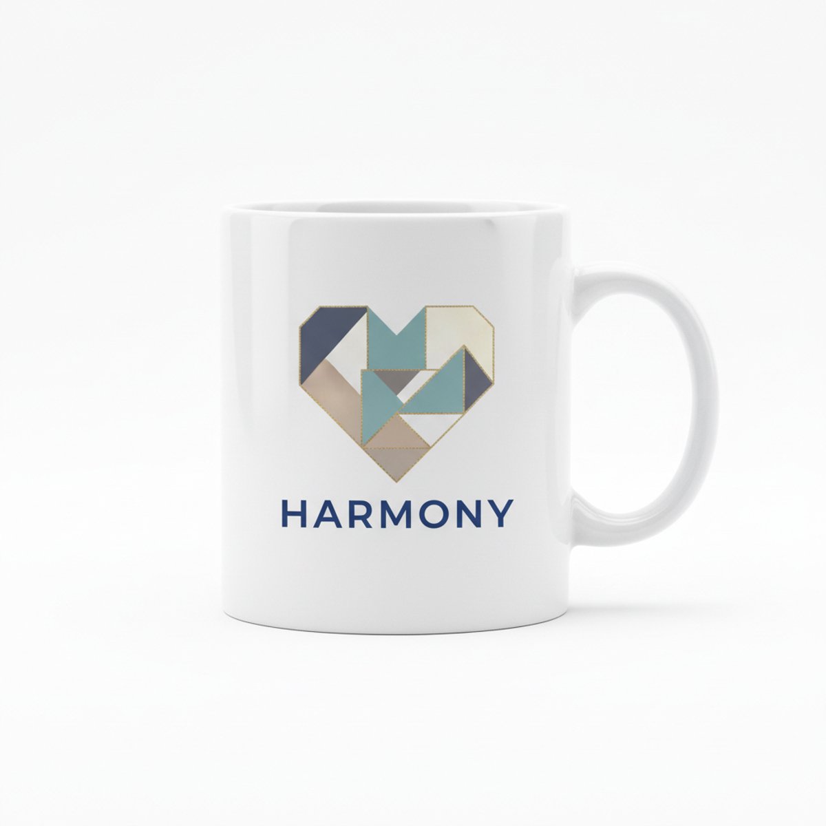 Harmony Hart Mok – Modern Geometrisch Liefde Design – Witte Keramische Koffiemok 330 ml