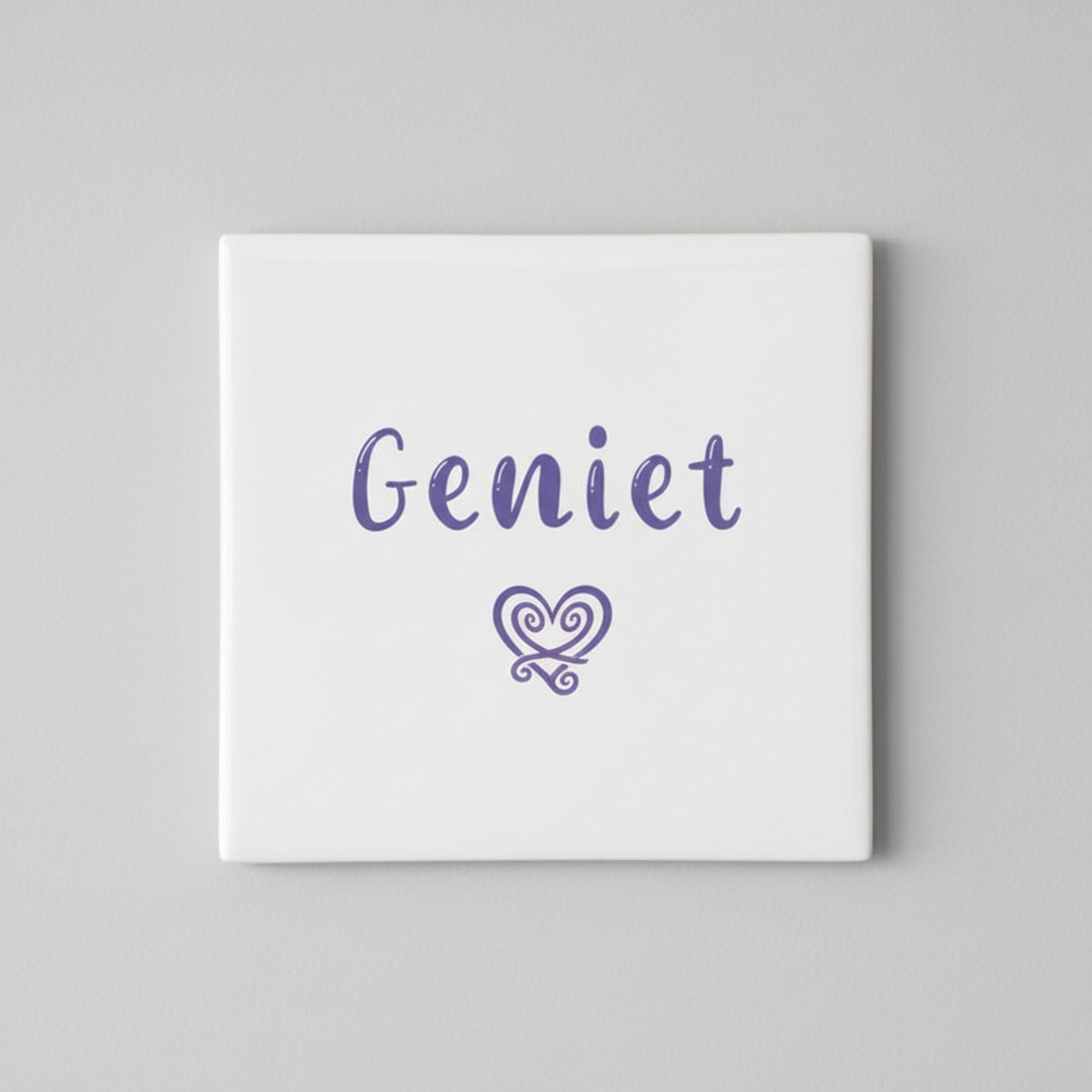 Inspirerende Keramische Wandtegel “Geniet” – Minimalistische Hart Tekst Woondecoratie – 15