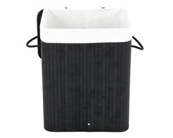 Wasmand 40 x 30 x 60 cm Zwart Vuile wasmand met handgrepen deksel en uitneembare voering Opvouwbaar en ruimtebesparend Maximaal draagvermogen 20 kg Stevige en duurzame constructie