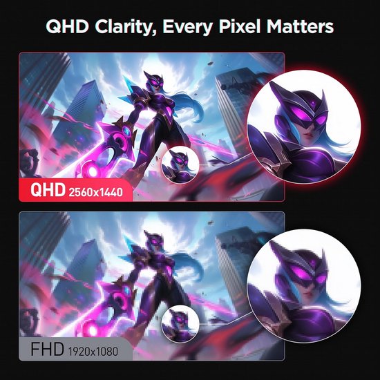 24 Inch QHD 1440P Gaming Monitor 180Hz IPS 1ms Adaptive Sync — afbeelding 5