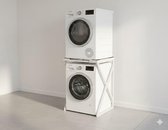 Wasmachine Kast - Wasmachine Verhoger- Metaal - Wit - Universeel Wasmachine en Droger Kast - Wasmachine Ombouw - Wasmachinerek - Wasmachine Sokkel- Robuust - Stabiel - Stevig - Anti Vibratie