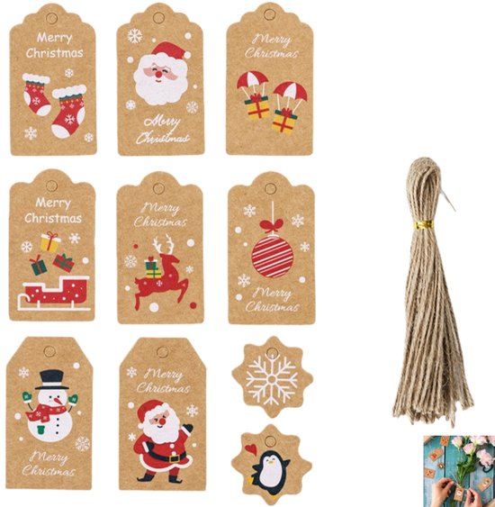 Xmas Tag Stickers, 250 stks/rollen Kerstmis Zelfklevende Gift Label Stickers, Kerst Stickers Naam Tags Labels Decoratieve Stickers voor Geschenken, Xmas Papier Label Stickers voor Kerstfeest Decoratieve