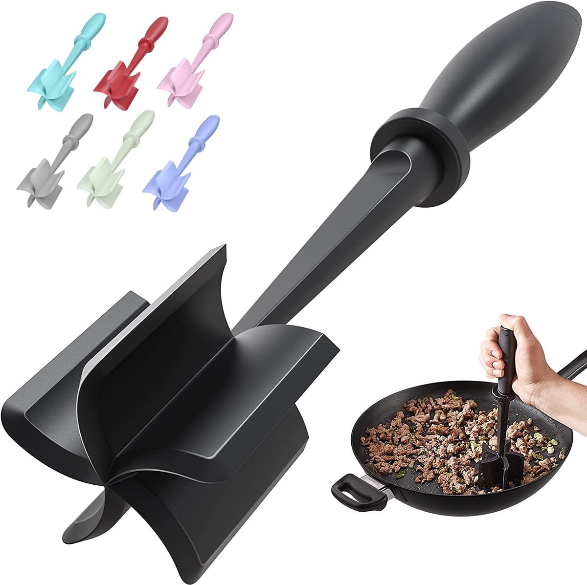 Daity 1 Vleesmolen - Hamburgermolen - Hittebestendige rundvleesmolen van hoge kwaliteit - Nylon aardappelmixer - Vlees- en gevogeltemalser -Zwart