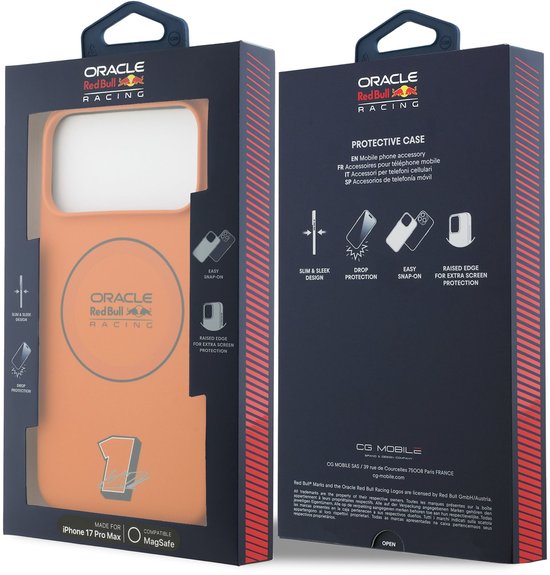 Red Bull Racing Silicone Red Ring Back Cover hoesje met MagSafe voor Apple iPhone 17 Pro Max - Oranje van Merkloos — afbeelding 3