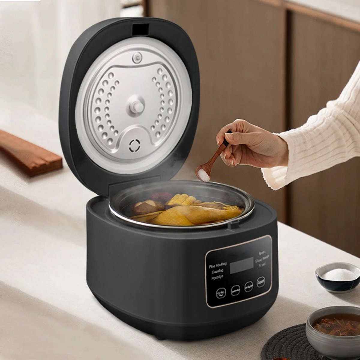 CYRO - Rijstkoker - Rijstkokers - Rijst Koker - Multicooker - 3L Capaciteit - met 8 Programma's - Snelkookpan - 220V - Zwart – foto 4
