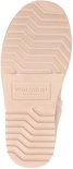 Onderkant van een lichte roze pantoffel met golvend profiel en Warmbat logo.