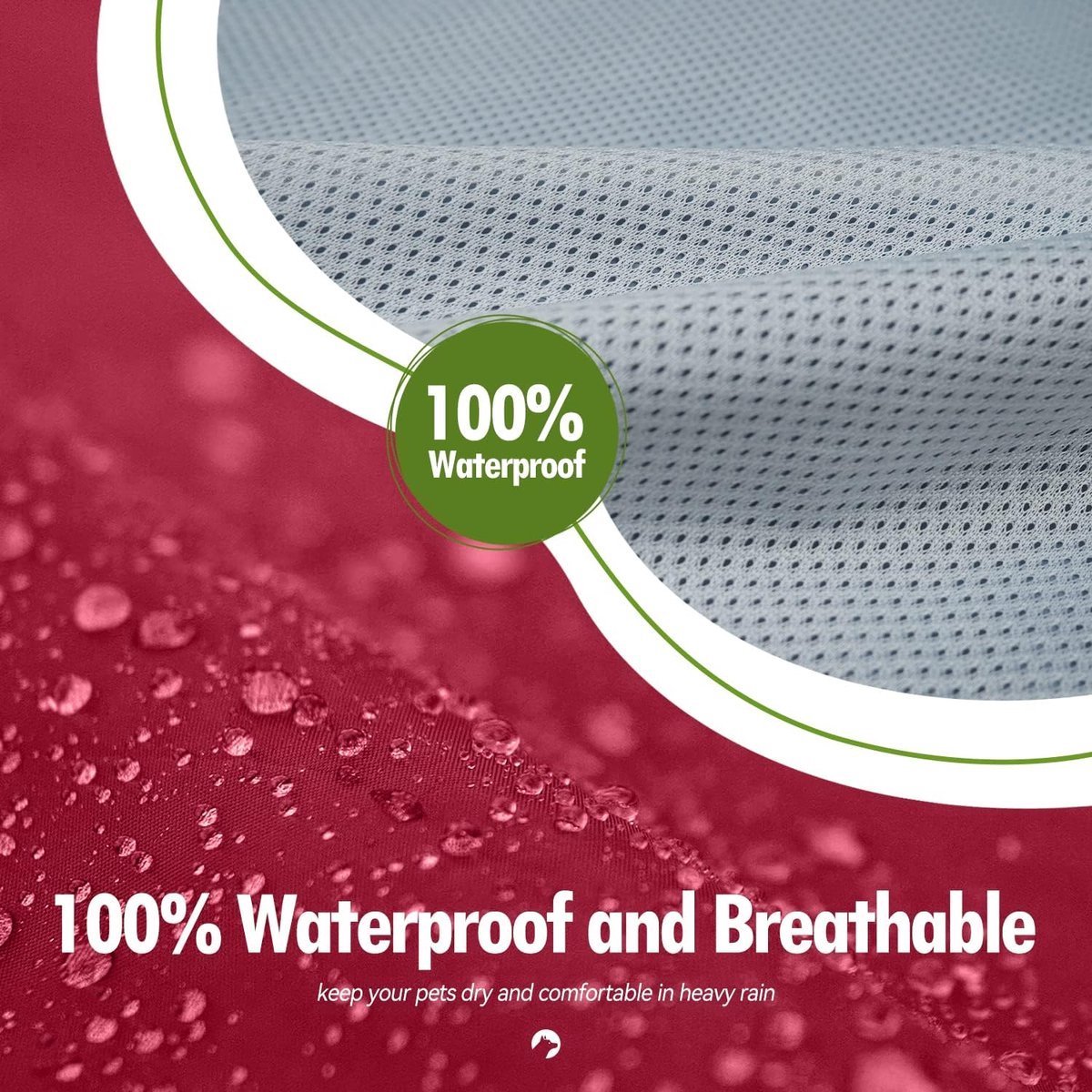 Stunq® Hondenregenjas met capuchon & kraaggat & veilige reflecterende strepen, ultralichte ademende 100% waterdichte regenjas van Zellar voor middelgrote honden
