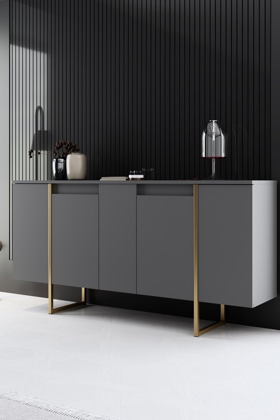 Dressoir Luxe Antraciet/Goud 160cm