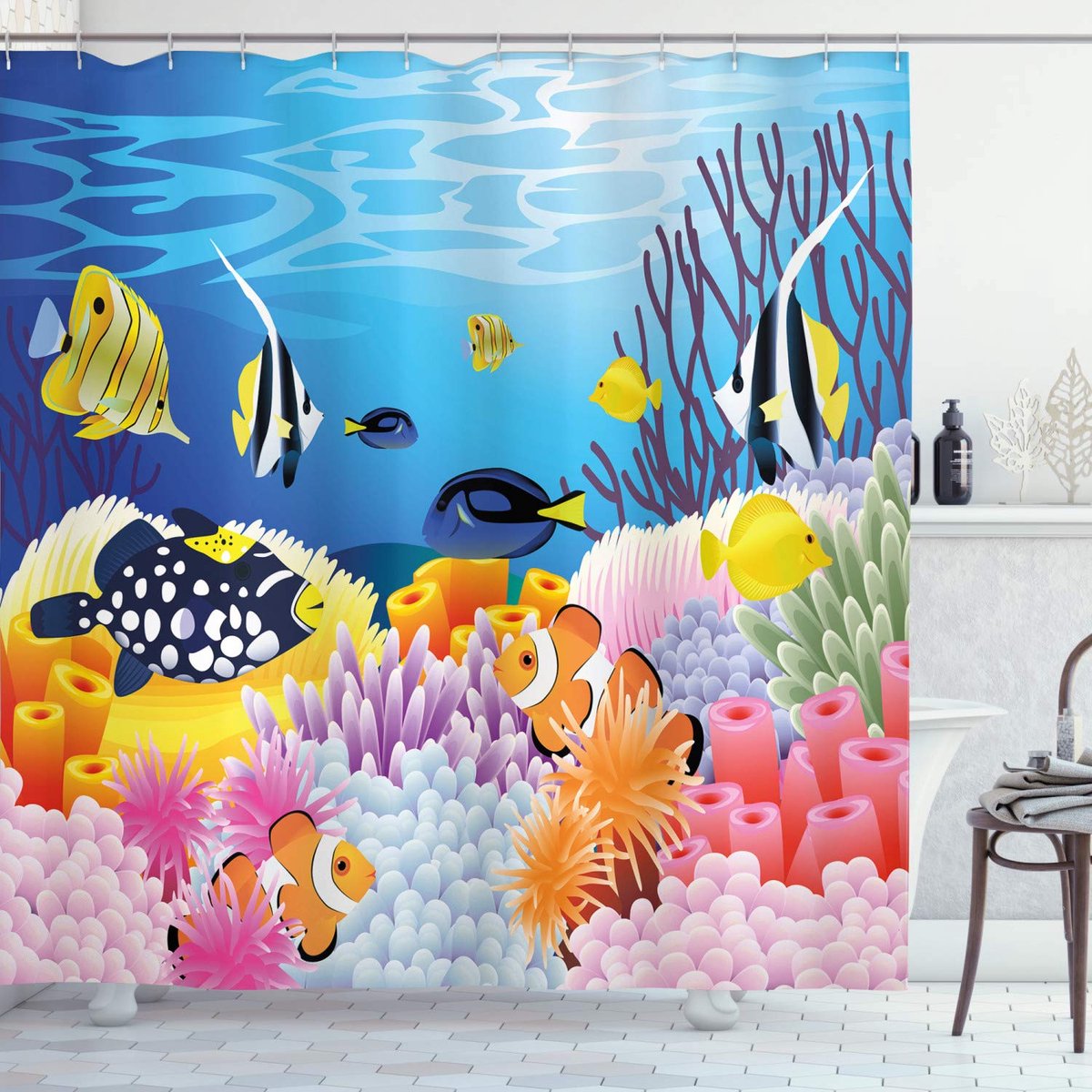 ABAKUHAUS douchegordijn – sc_21279_175x180 – Aqua Rosa