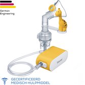 Beurer IH 58 Kids kinder-inhalator met gele compressor, transparante slang en giraf-masker. German Engineering.