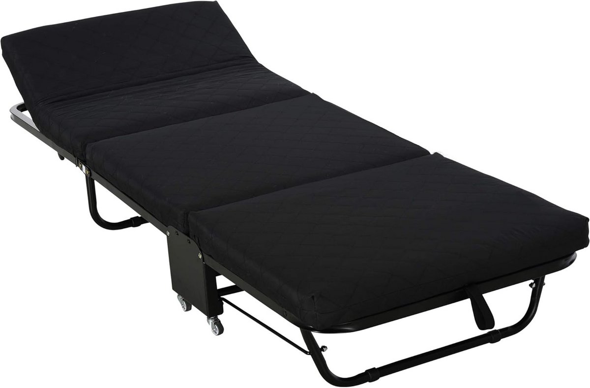 Opvouwbaar Logeerbed met Wielen en Verstelbaar Hoofdeinde - Compact en Comfortabel