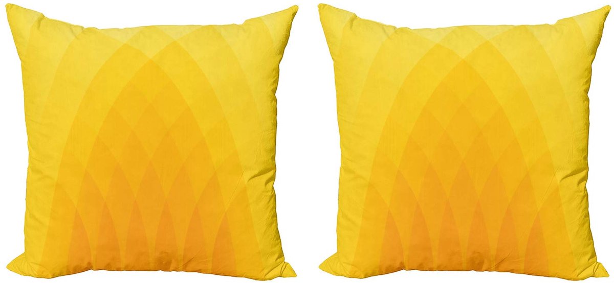 ABAKUHAUS Kussenhoes Set 2x50x50 cm – Dubbelzijdig bedrukt – Rits – Multicolor Oranje Geel
