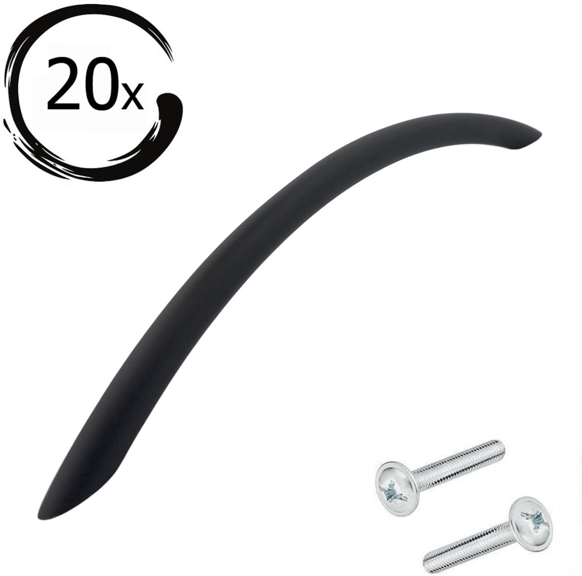 20X Handgrepen Zwart Aluminium - Boormaat 160mm - Greepjes - Handgreep - Handgrepen keukenkastjes - Handvatten - Meubelgreep Zwart - Handgrepen voor deurtjes