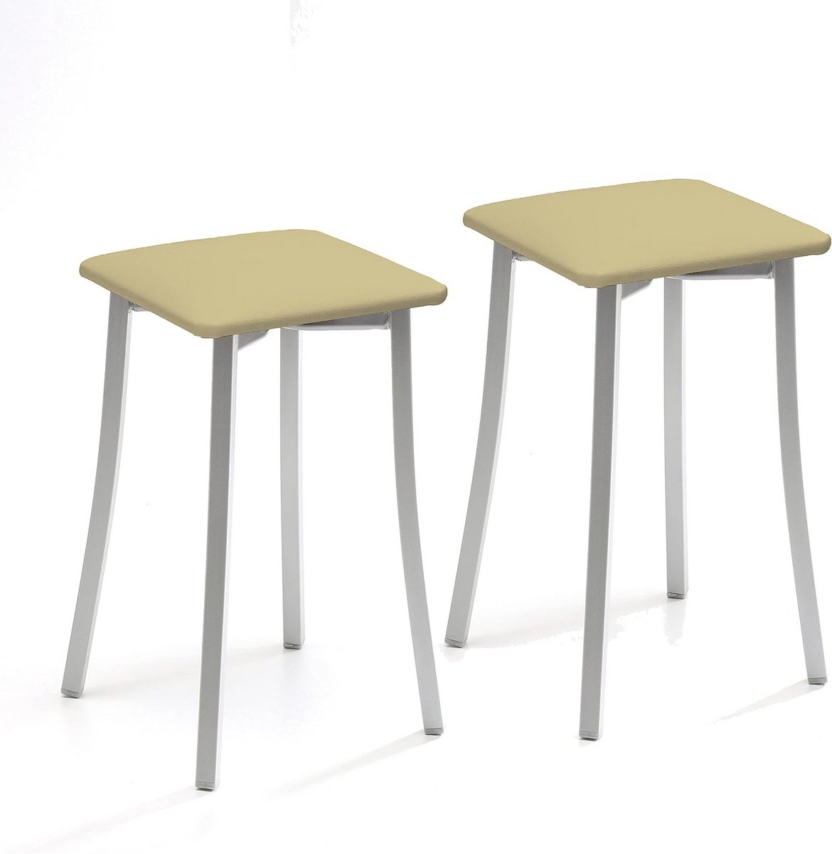 Set van 2 Keukenkrukken Beige Kunstleer - Moderne Design Barkrukken, Zithoogte 45 cm
