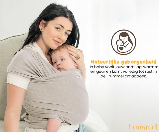 Frummel Baby Draagdoek Beige - Draagzak - Baby Wrap - Baby carrier - Draagdoek geweven - Baby 0-36 maanden - Newborn van Merkloos — afbeelding 2