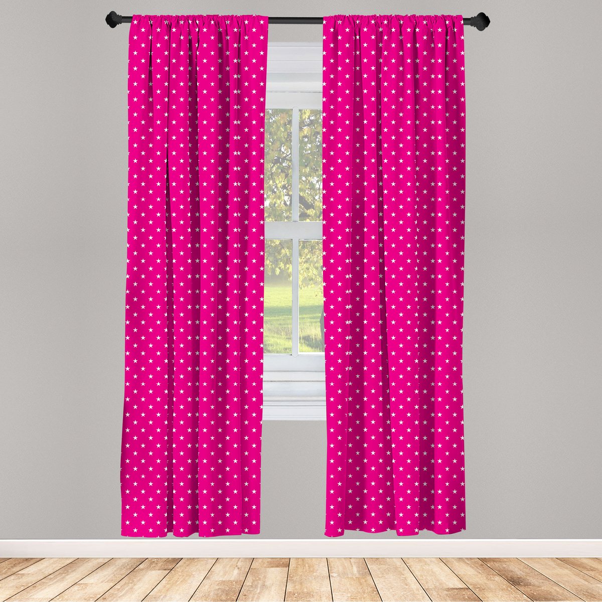 ABAKUHAUS Raambekleding – 2x75x225 cm – Roze/Wit, Halfdonker, Stangentasche