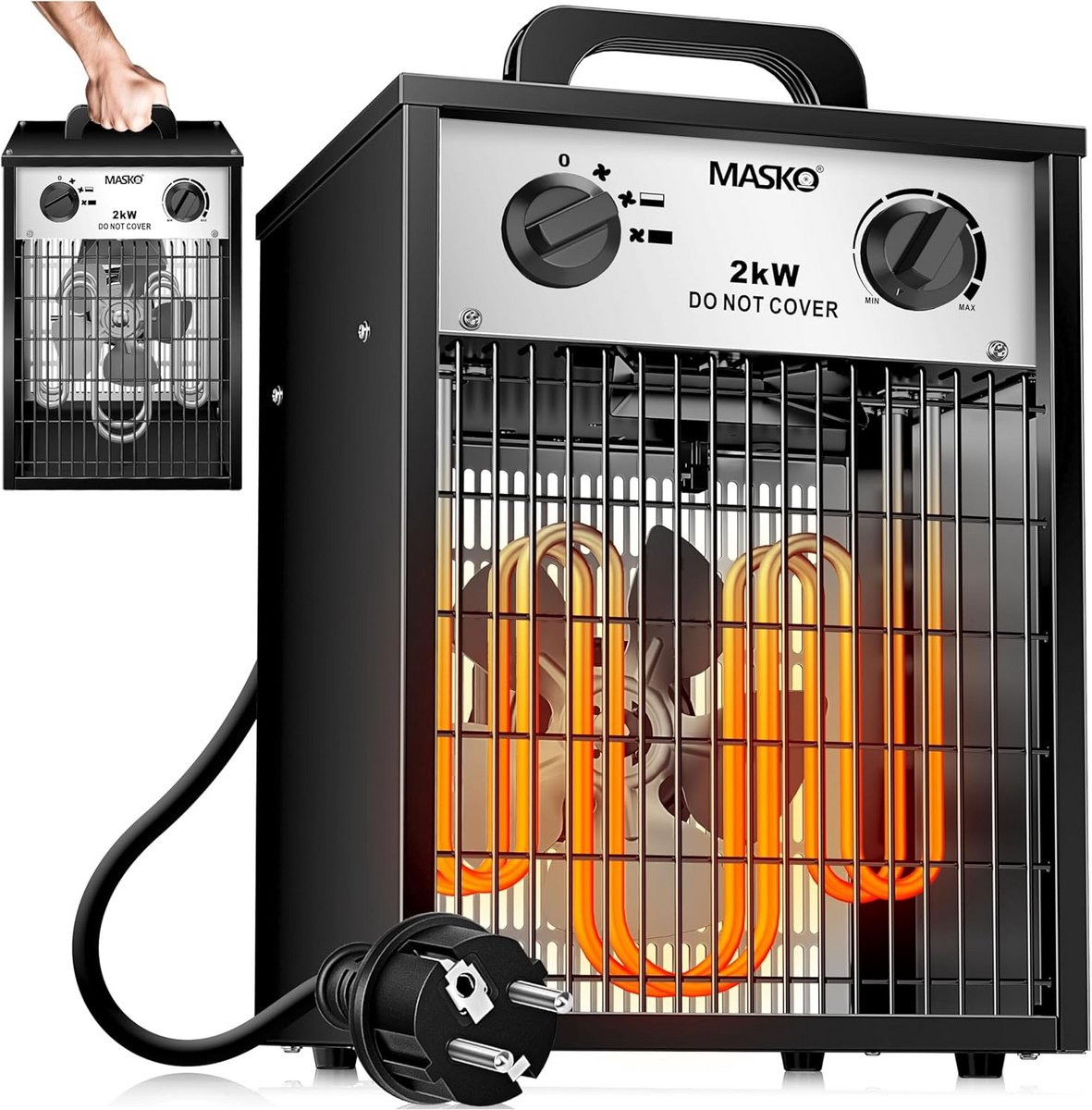 Krachtige Bouwverwarming 2000W / 2KW Elektrische Ventilatorverwarmer met Thermostaat