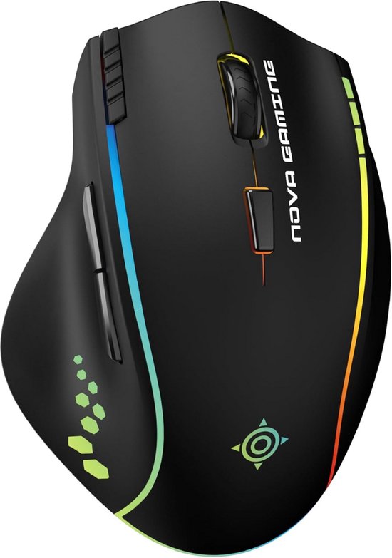 Lancoon Draadloze Gamingmuis – 2,4GHz, RGB Honingraat, 3200 DPI, 7 Knoppen, Lichtgewicht, Ergonomisch, Voor Pc En Laptop