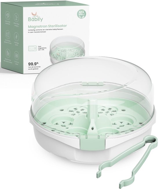 Babily Magnetron stoom sterilisator - Flessen sterilisator - Steriliseer tot 6 flessen tegelijk - Doodt 99.9% van alle bacteriën