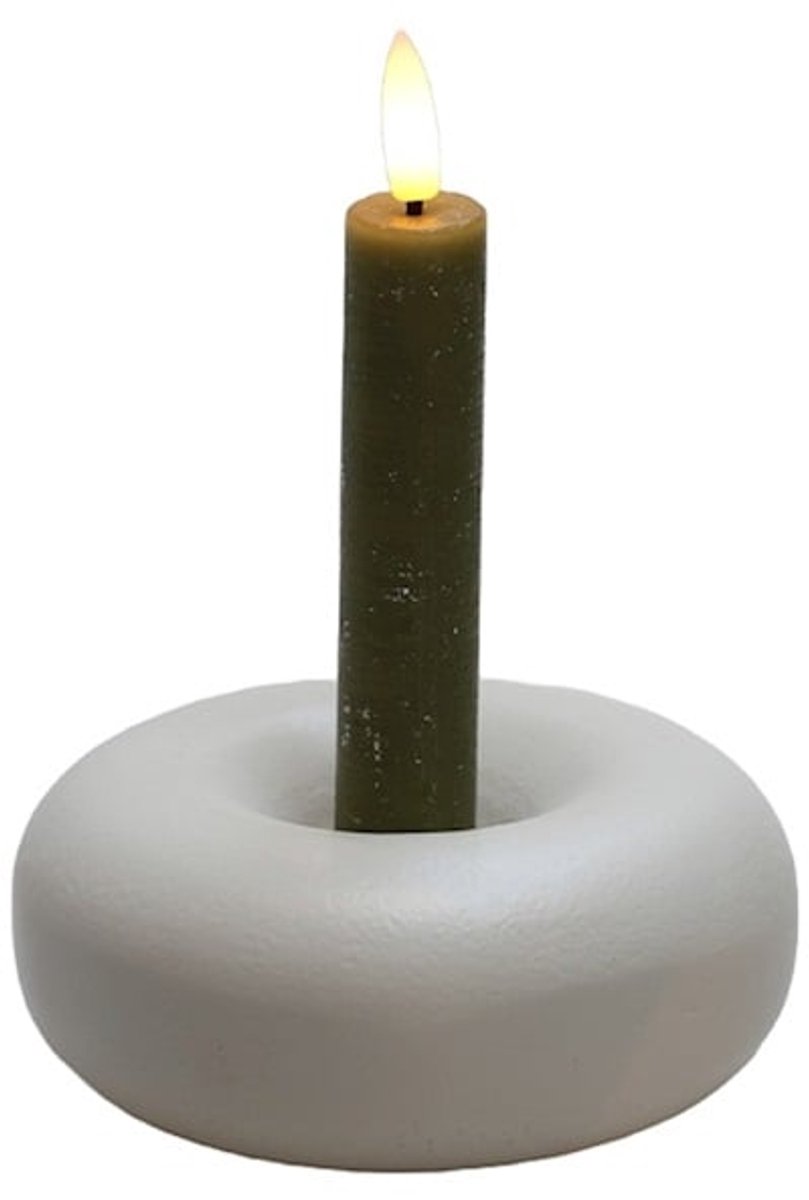 Kandelaar Batavo | Ivory | Kaarsenhouder | Metaal | Donut | Ø13 x H3 cm