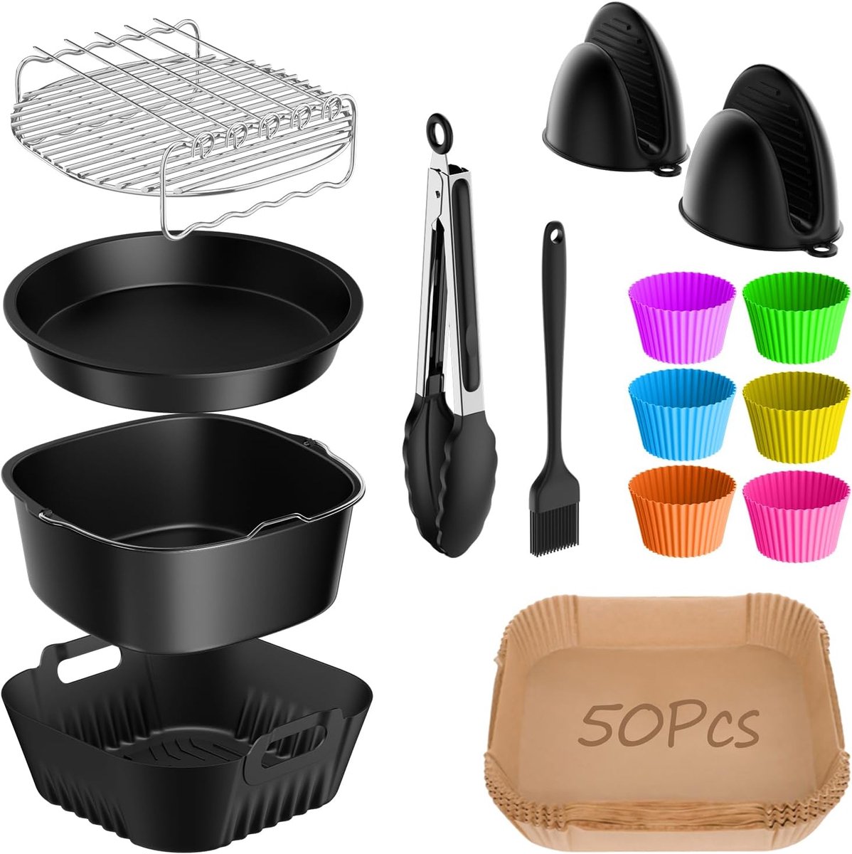 Airfryer Accessoires - Siliconen Bakje - Bakpapier - Multicolor