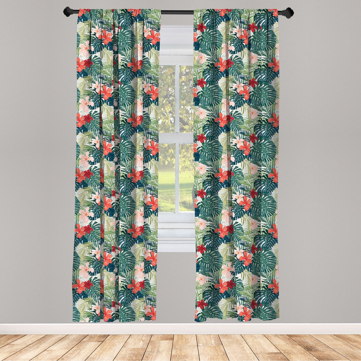 ABAKUHAUS Blad Voorhangen – Gordijnen 2x75x225 cm, Donker Groen