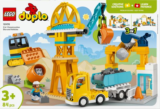 LEGO Duplo 10476 speelgoed: gele kraan, vrachtwagen, betonmixer.