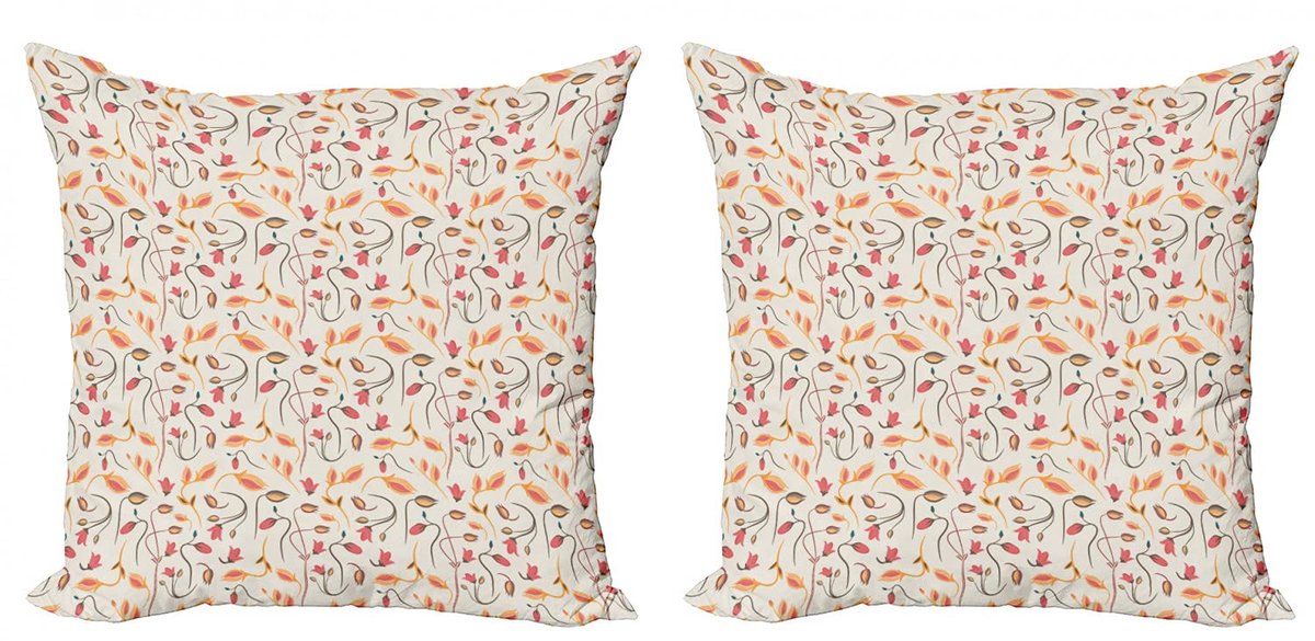 ABAKUHAUS Kussenhoes-Set 2x45x45 cm – dubbelbedrukking – microvezel Dunkle Koralle Kokosnuss
