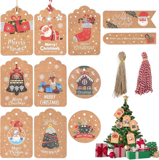 Grupo Erik Kerst Etiketten Merry Christmas - Cadeaulabels kerst - 24 Zelfklevende Stickers