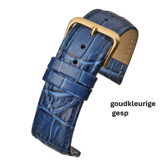 Bracelet de montre-12mm-cuir véritable-lbs-bleu-rempli-croco-doux-boucle couleur or-12 mm