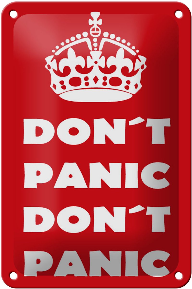 Blechschild Spruch 12x18cm Don't Panic don't panic
