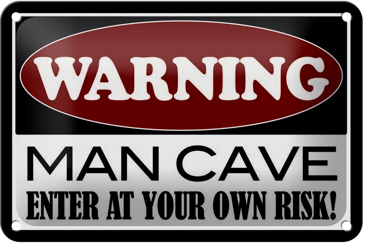 Blechschild Hinweis 18x12cm Warning Man Cave enter at your